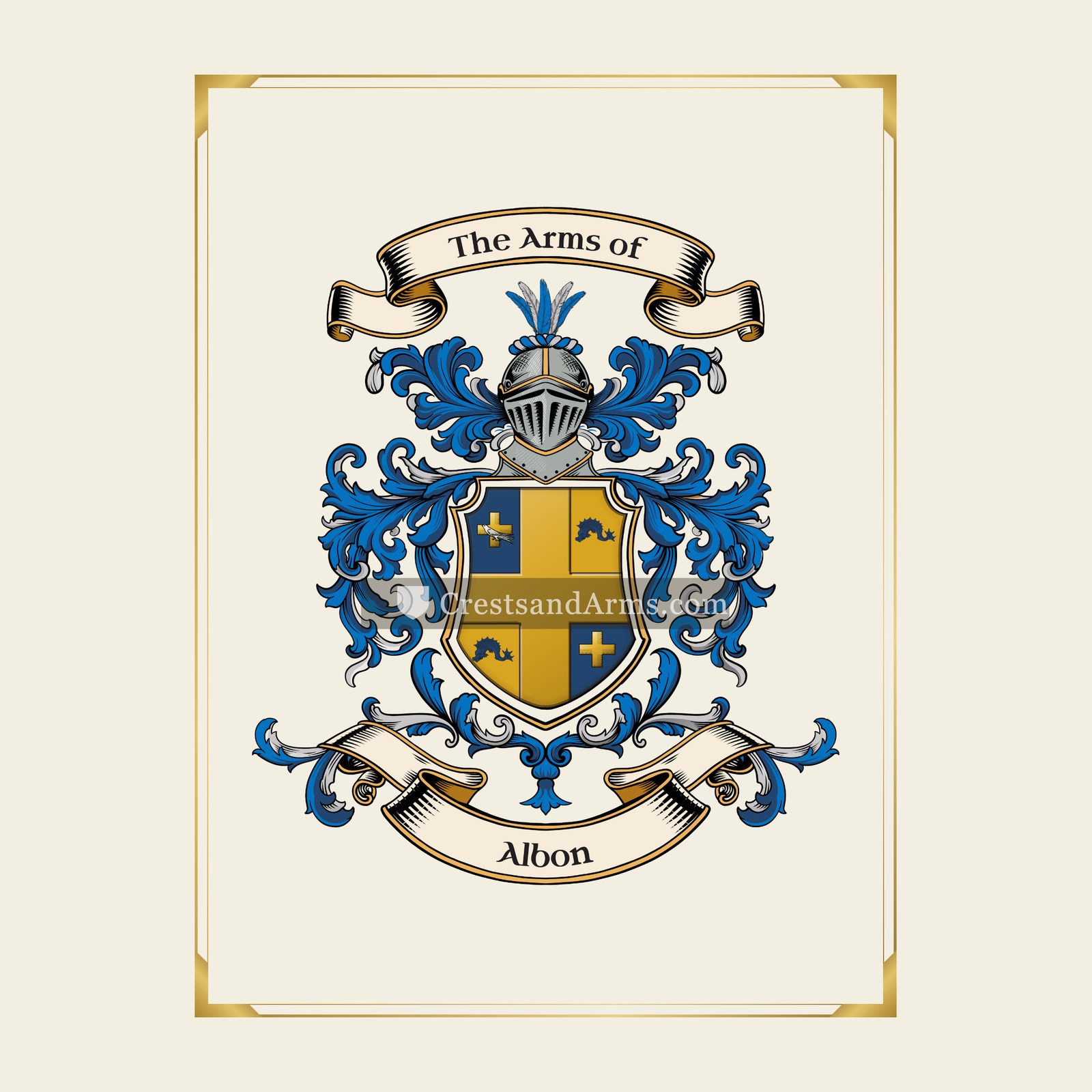 With gold border