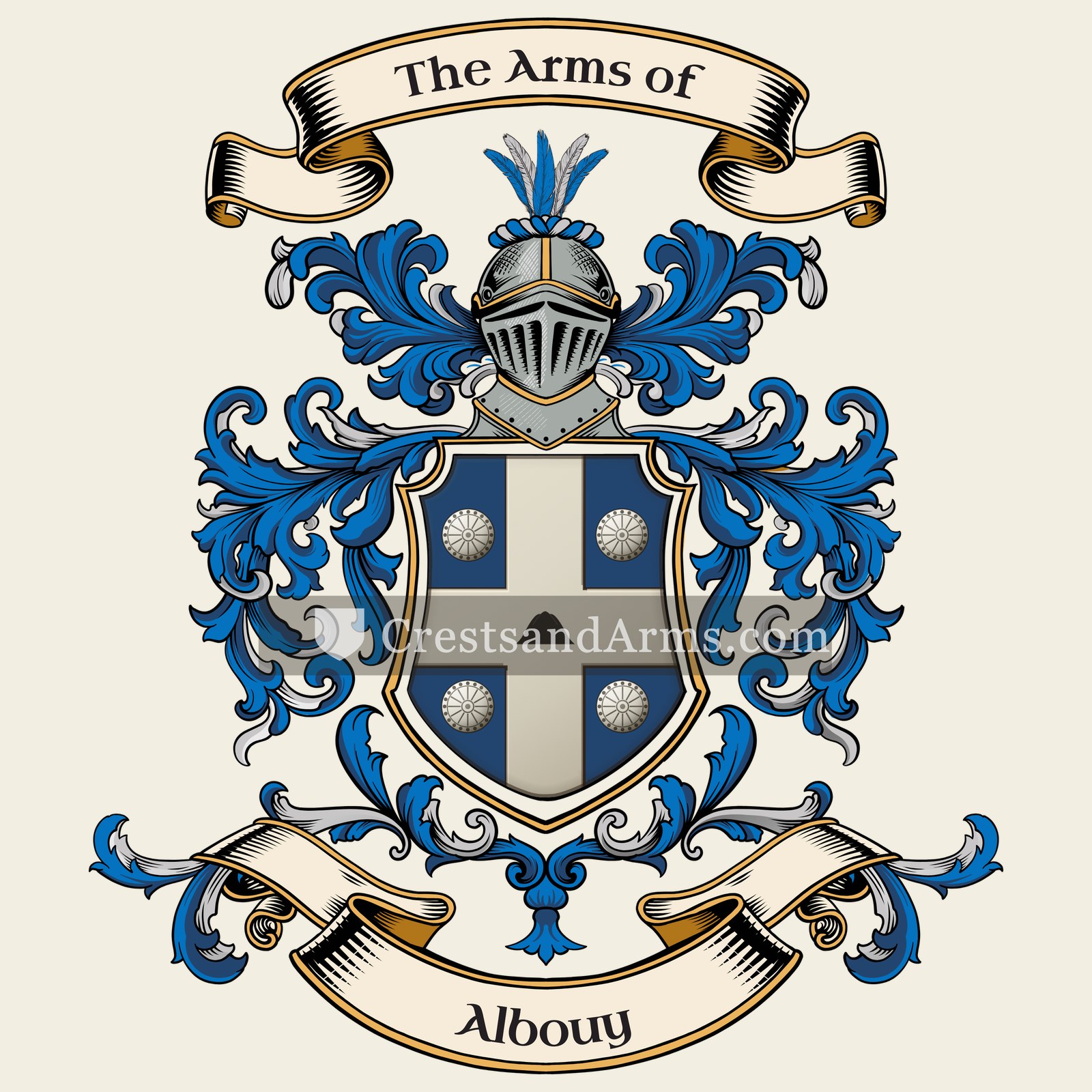 The Albouy coat of arms, drawn from the recorded blazon