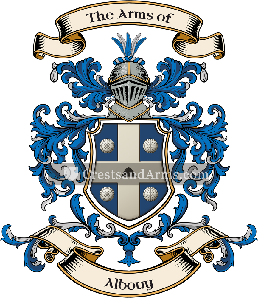 The Albouy coat of arms, drawn from the recorded blazon