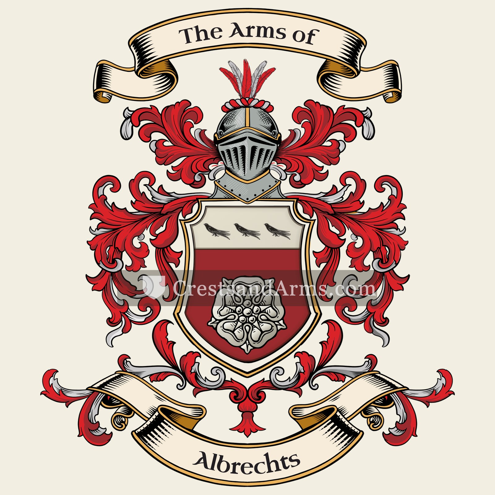 The Albrechts coat of arms, drawn from the recorded blazon