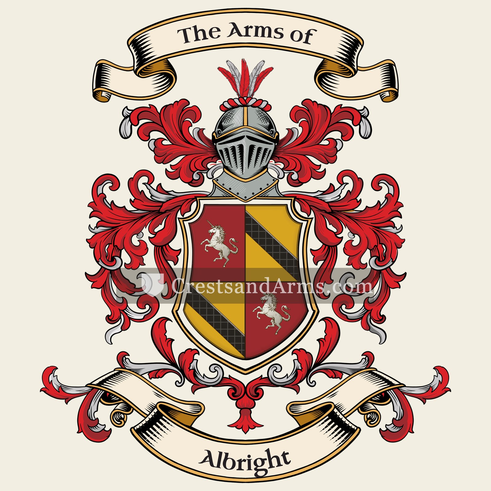 The Albright coat of arms, drawn from the recorded blazon
