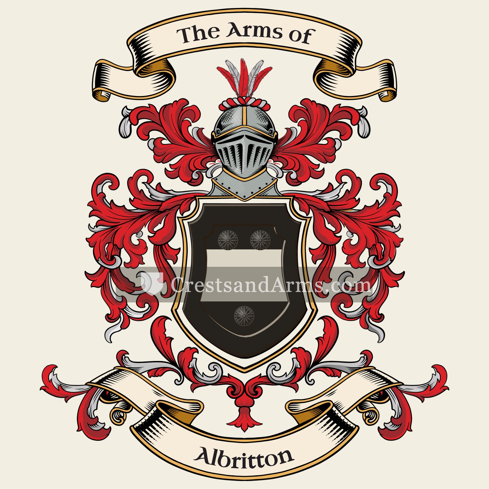 The Albritton coat of arms, drawn from the recorded blazon