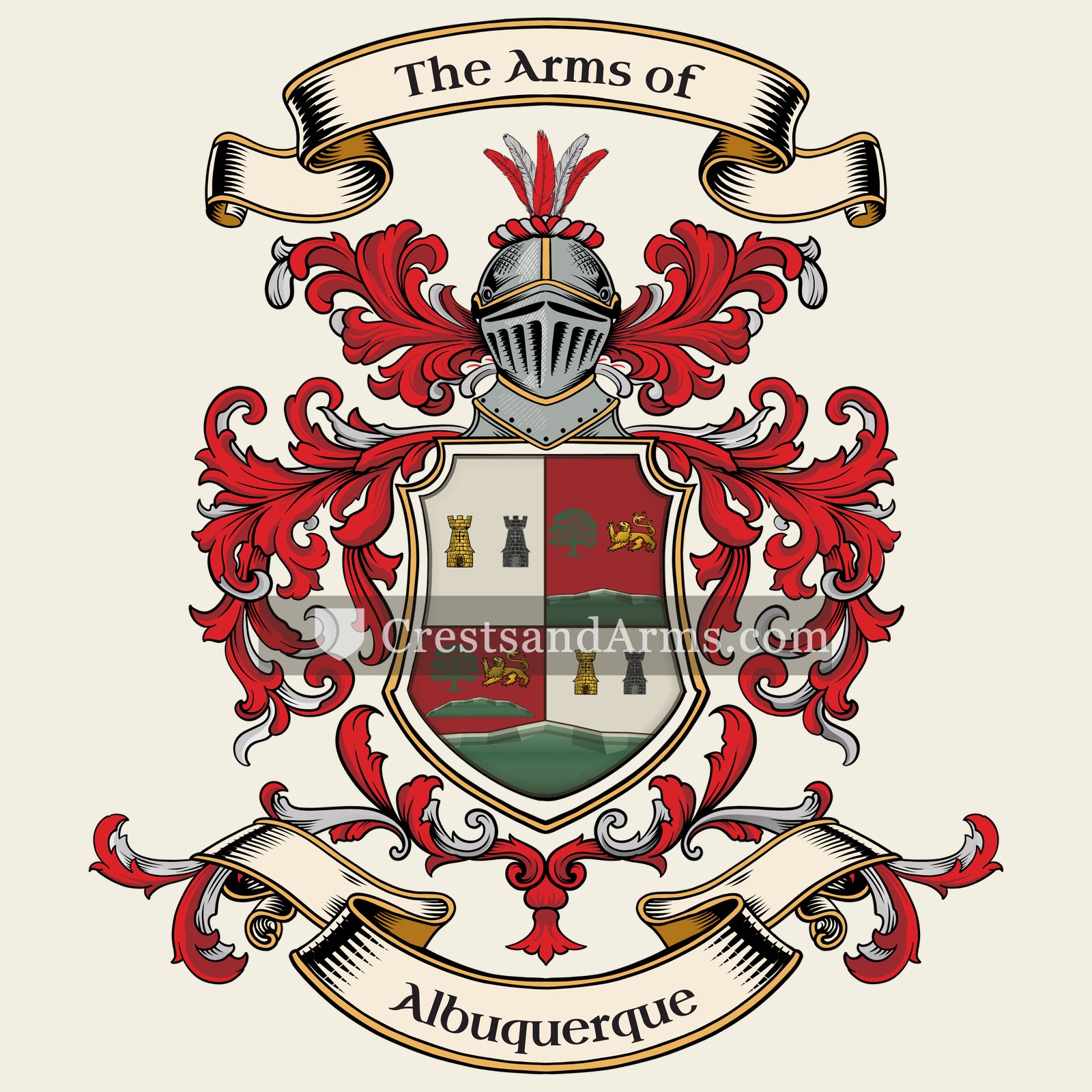 The Albuquerque coat of arms, drawn from the recorded blazon