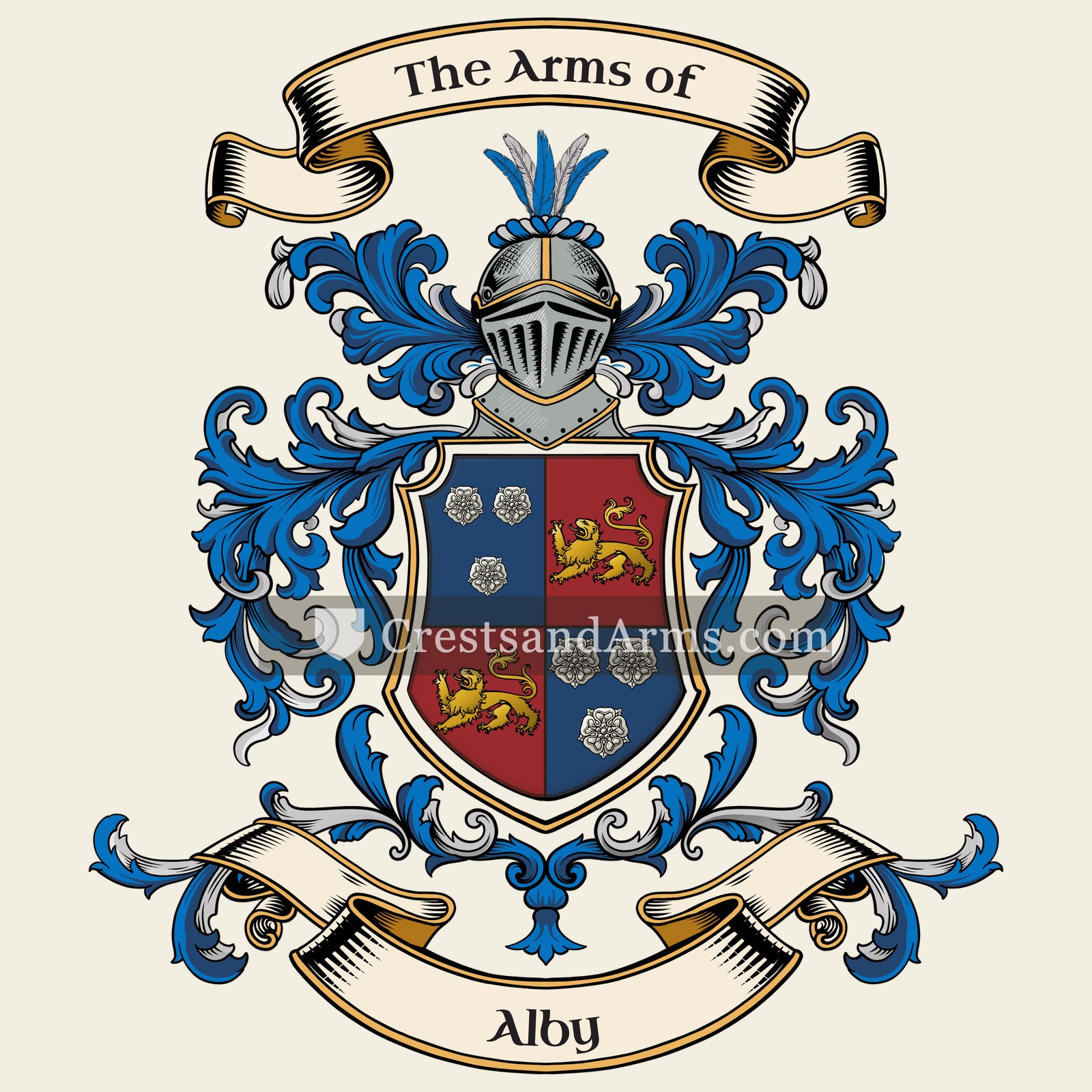 The Alby coat of arms, drawn from the recorded blazon