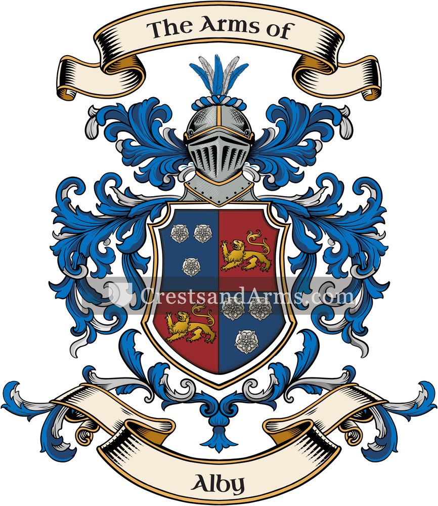 The Alby coat of arms, drawn from the recorded blazon