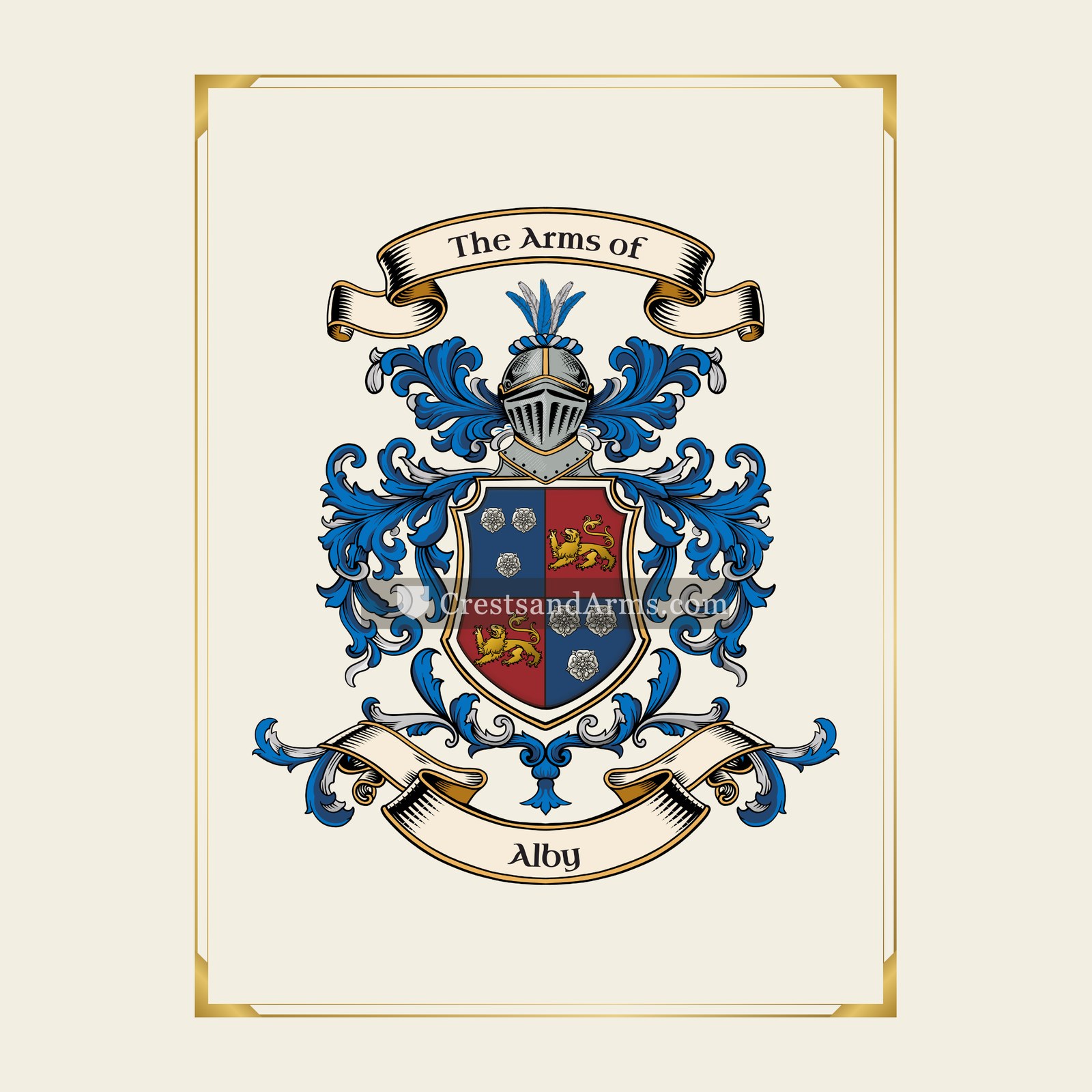 With gold border