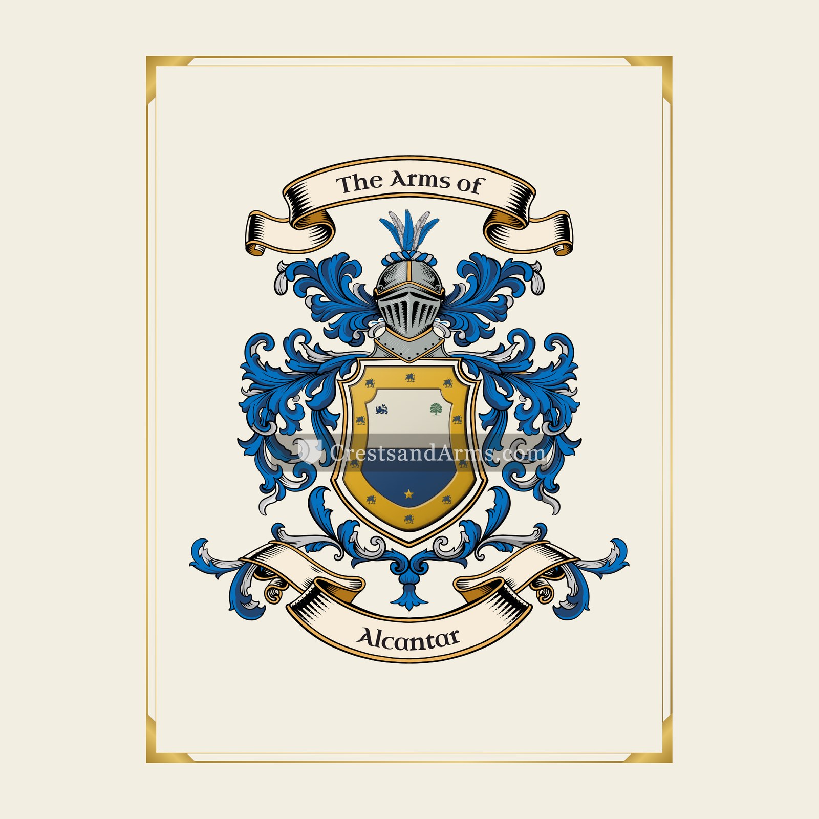 With gold border