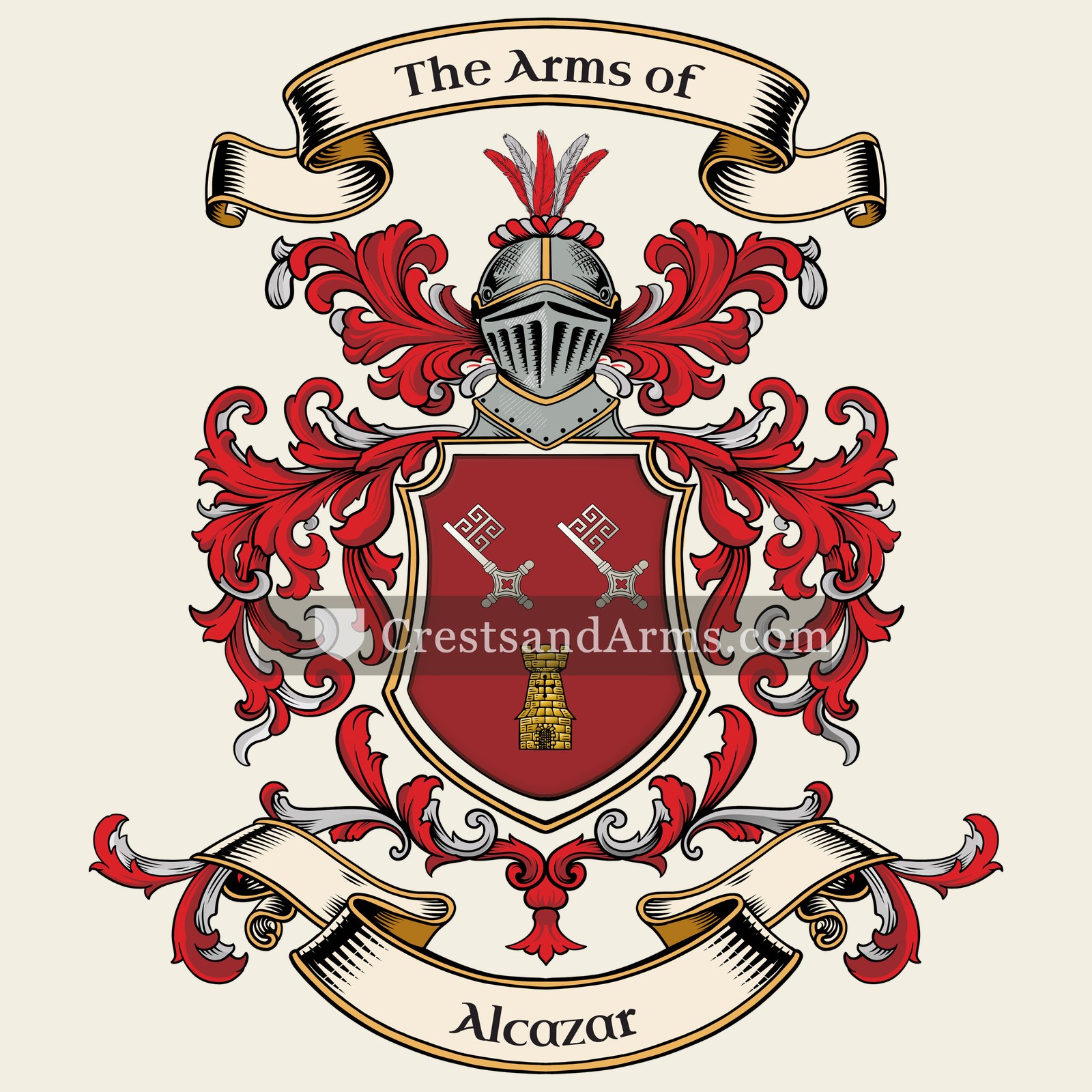 The Alcazar coat of arms, drawn from the recorded blazon