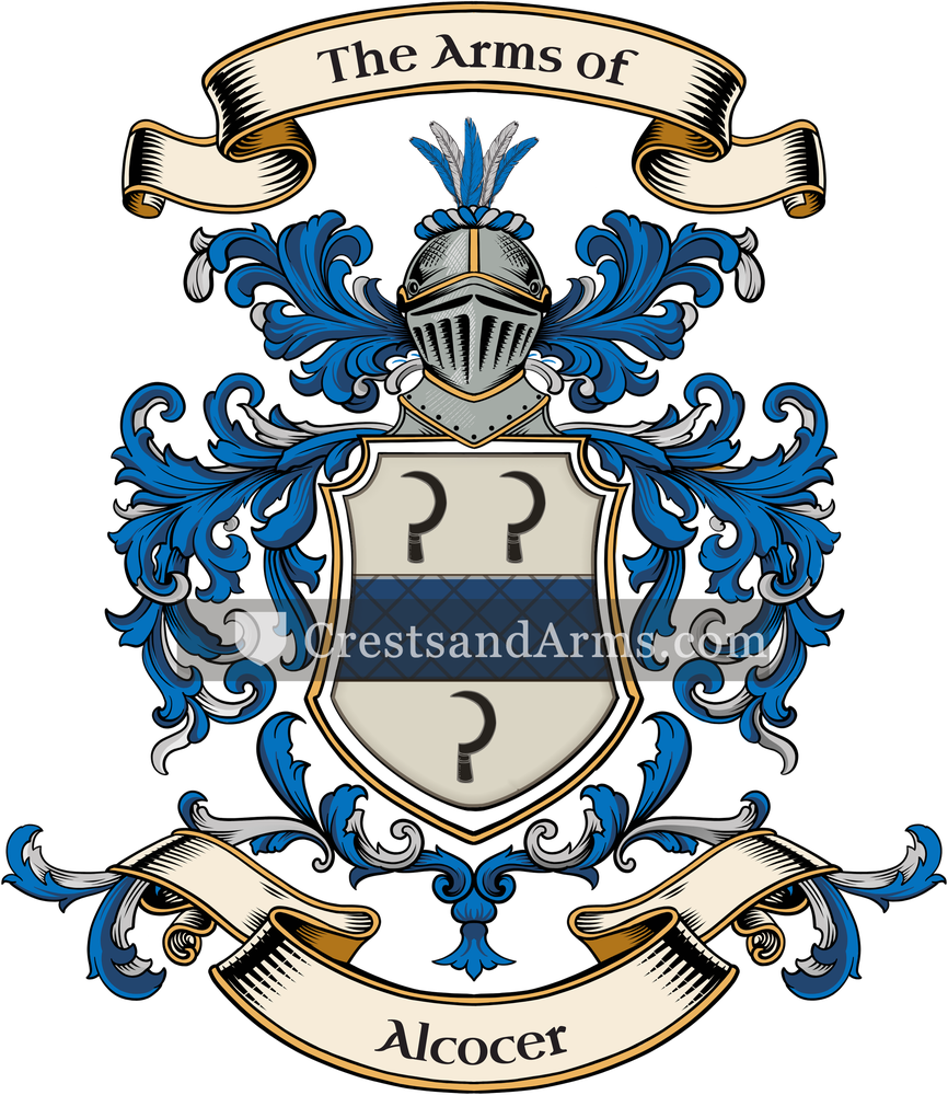 The Alcocer coat of arms, drawn from the recorded blazon