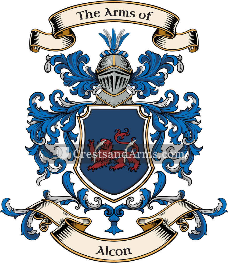 The Alcon coat of arms, drawn from the recorded blazon