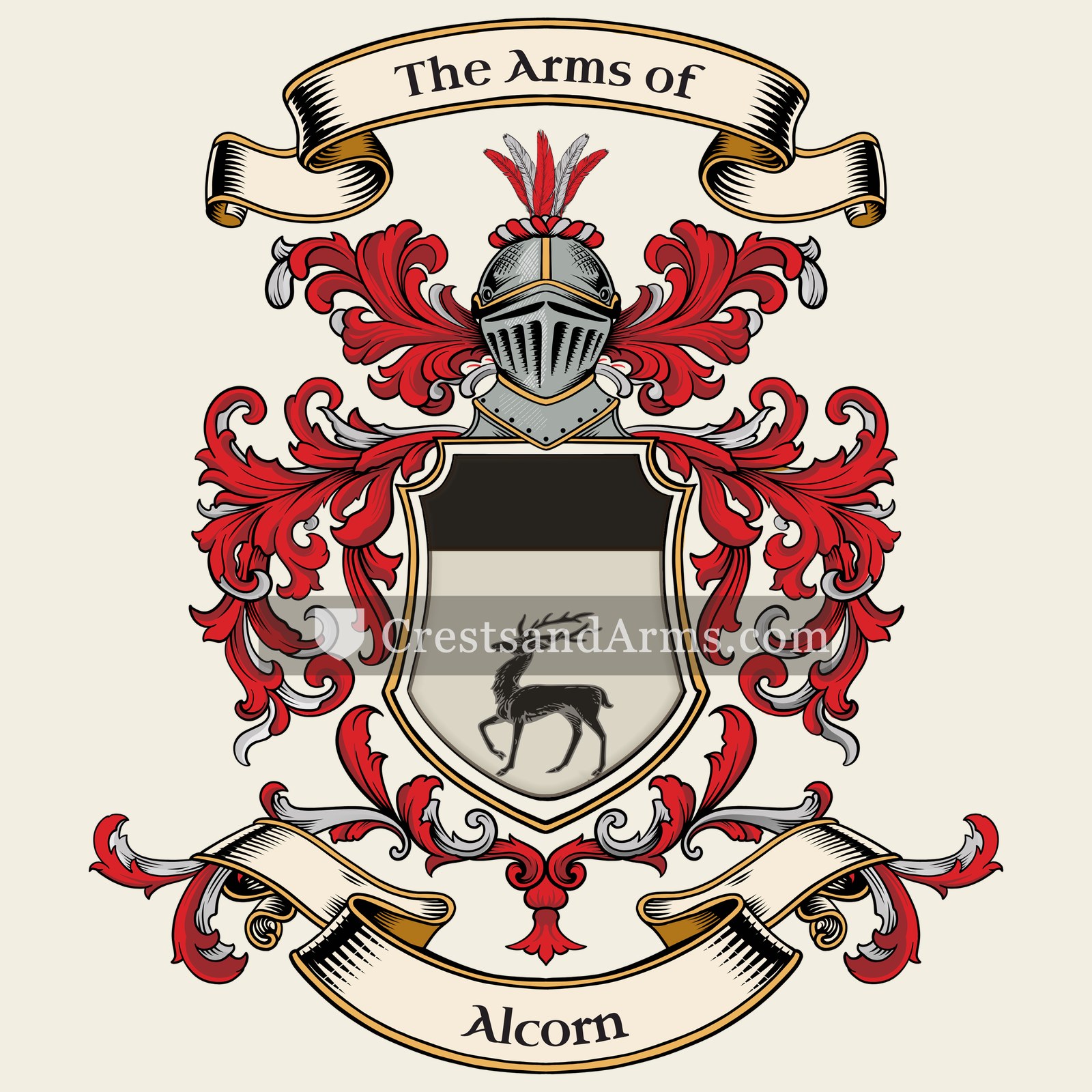 The Alcorn coat of arms, drawn from the recorded blazon