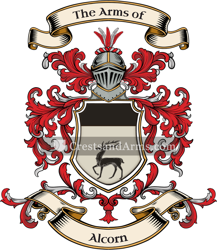 The Alcorn coat of arms, drawn from the recorded blazon