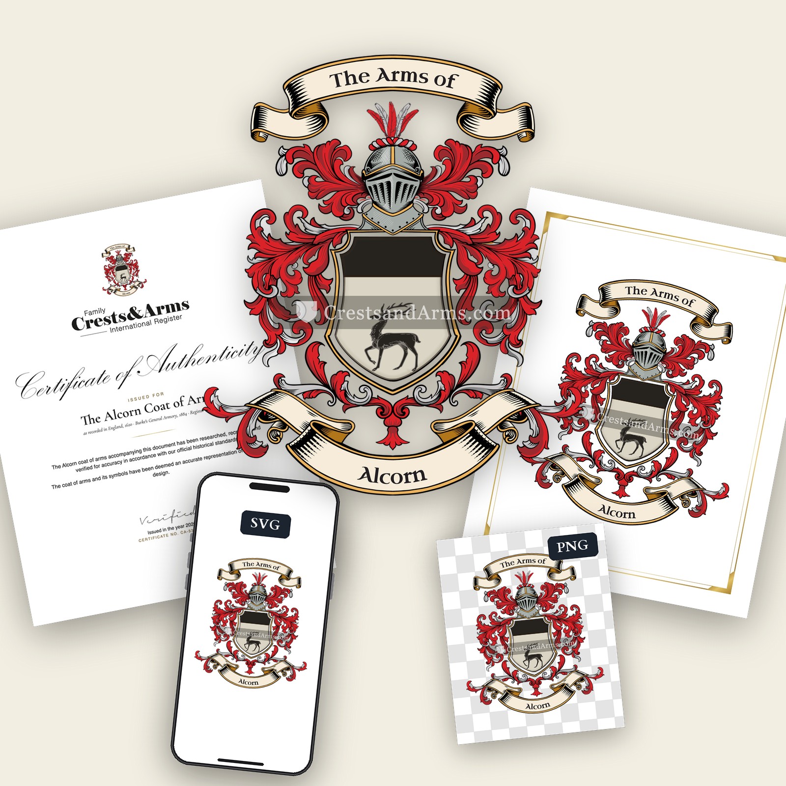 The Alcorn arms on the coat of arms — digital pack