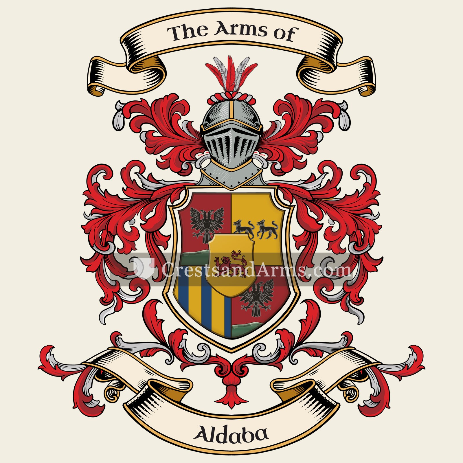 The Aldaba coat of arms, drawn from the recorded blazon