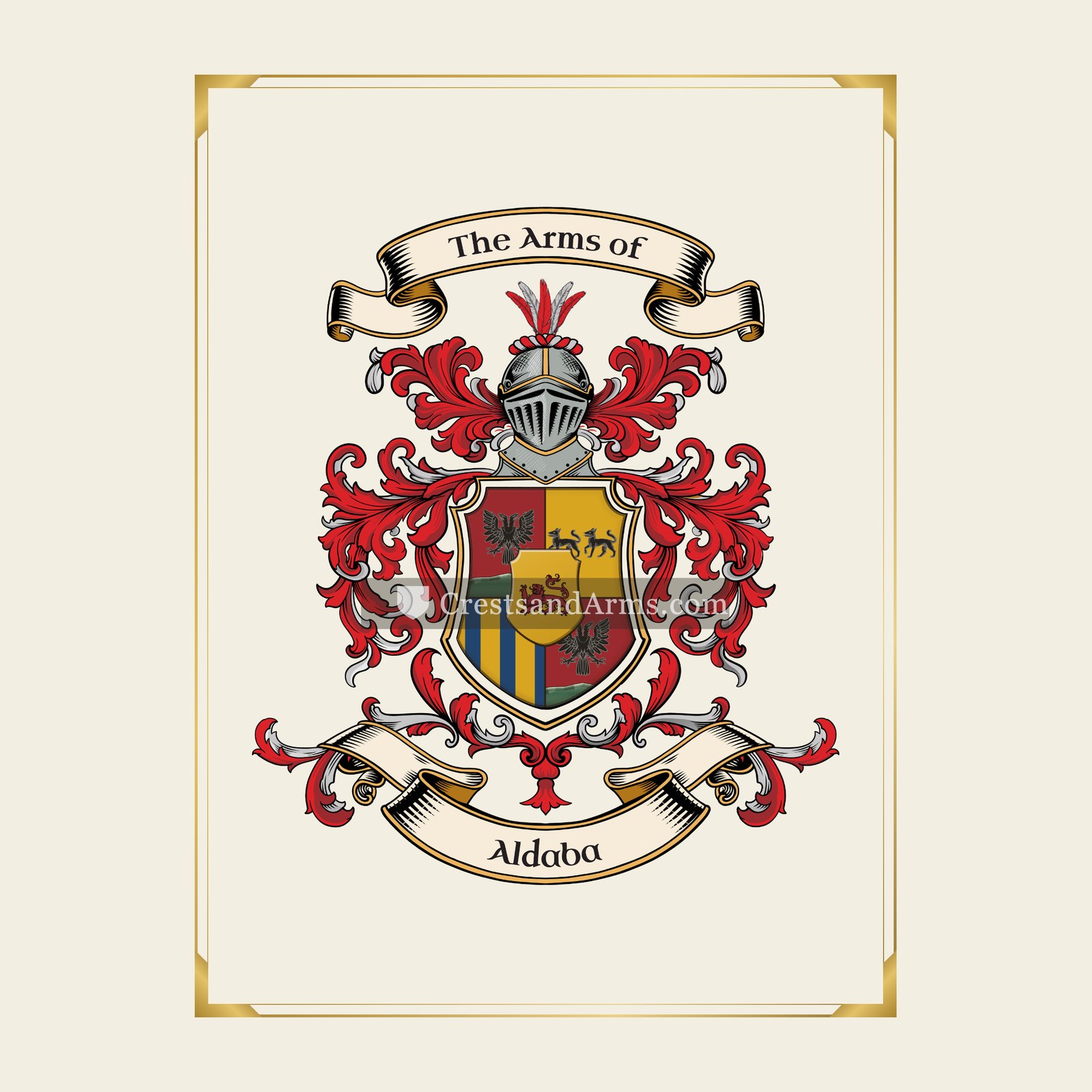 With gold border