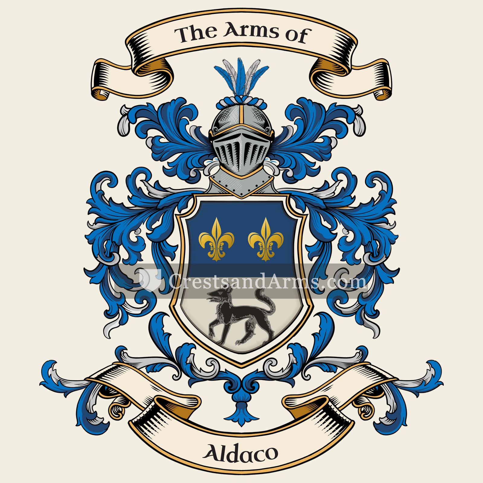 The Aldaco coat of arms, drawn from the recorded blazon
