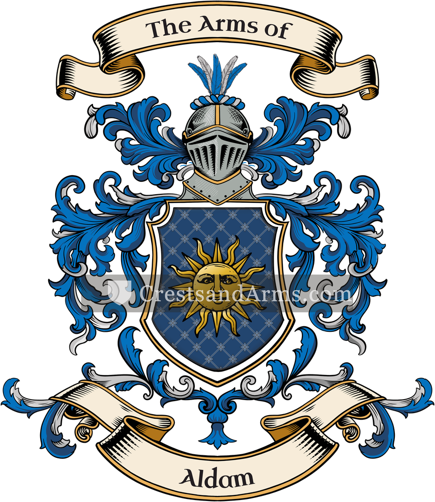 The Aldam coat of arms, drawn from the recorded blazon