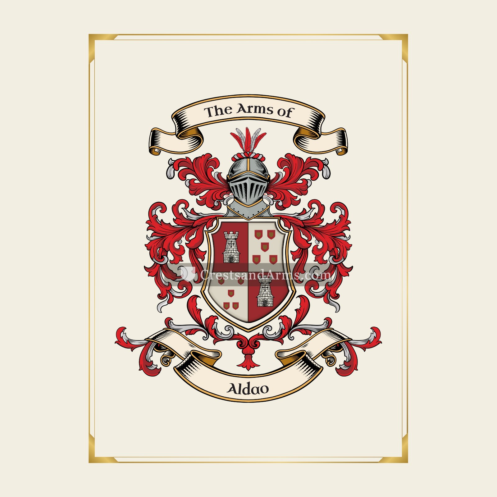 With gold border