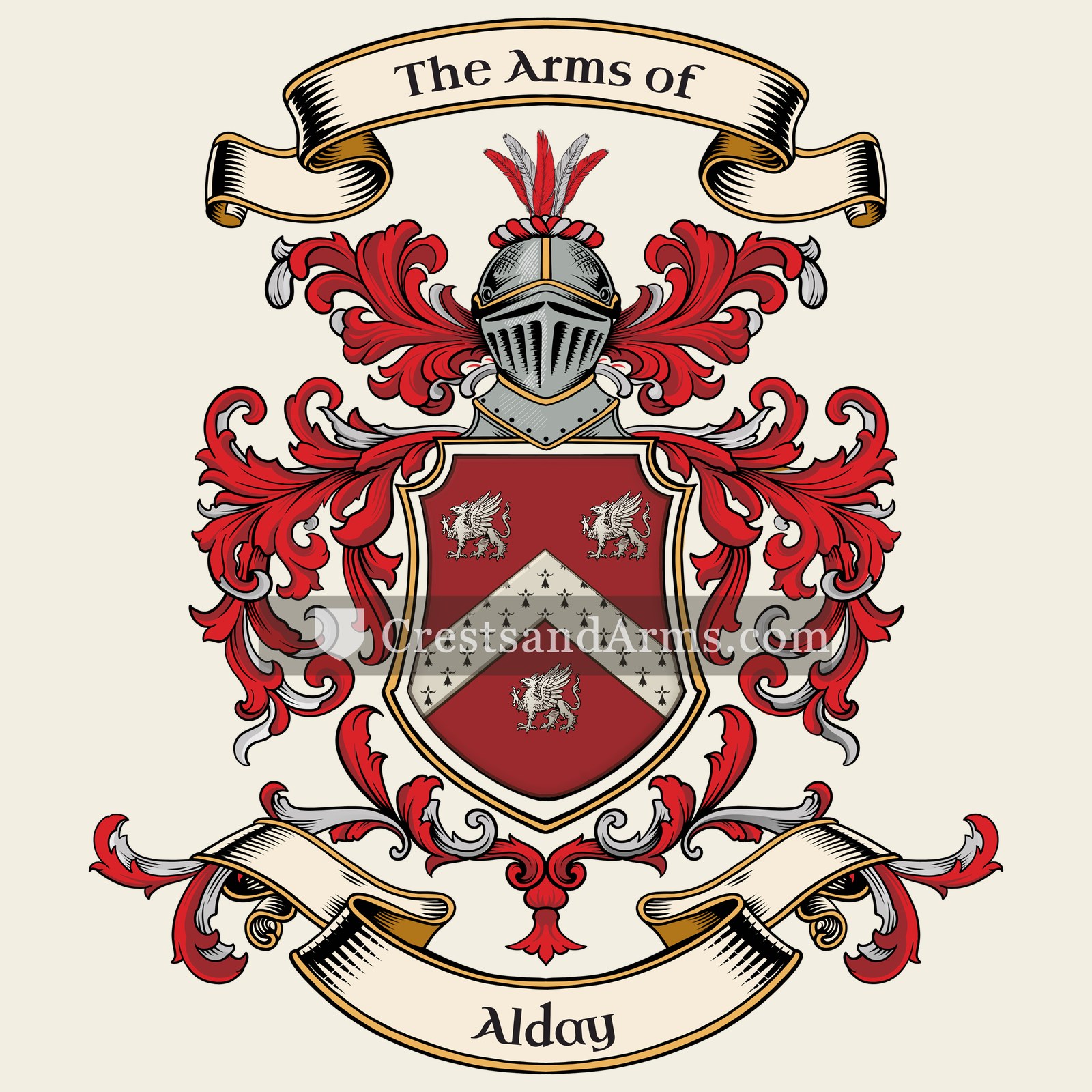 The Alday coat of arms, drawn from the recorded blazon