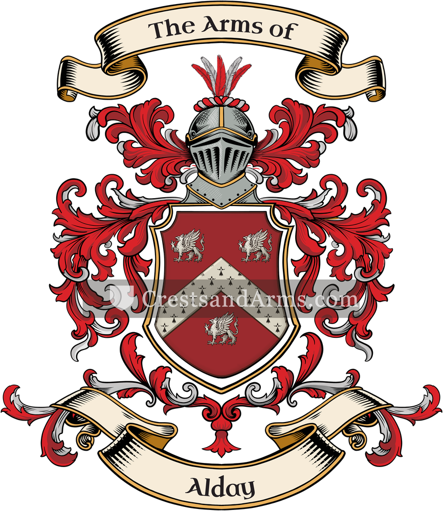 The Alday coat of arms, drawn from the recorded blazon
