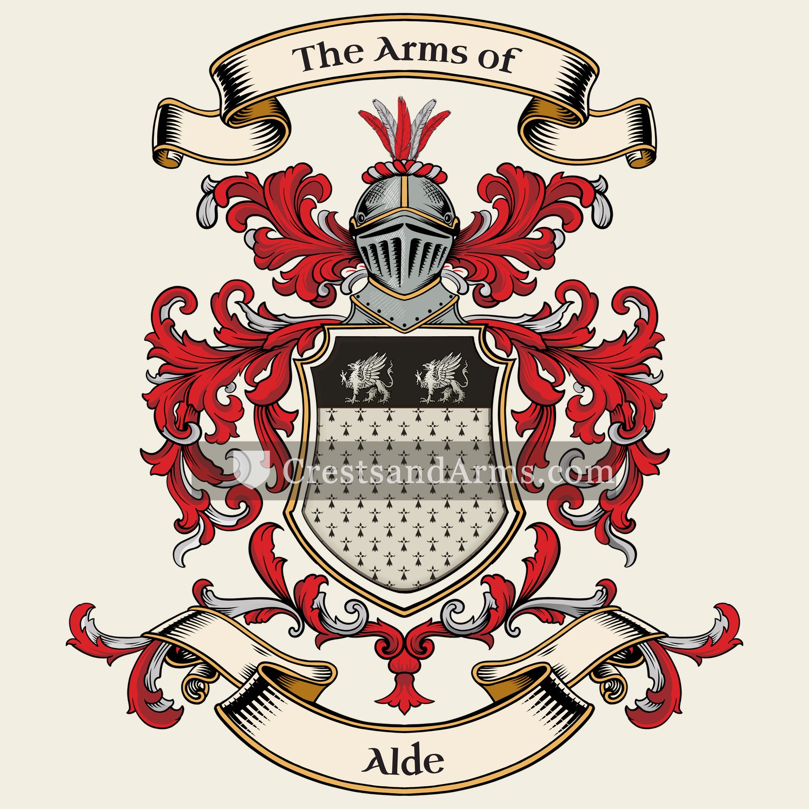 The Alde coat of arms, drawn from the recorded blazon