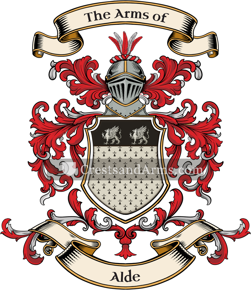 The Alde coat of arms, drawn from the recorded blazon
