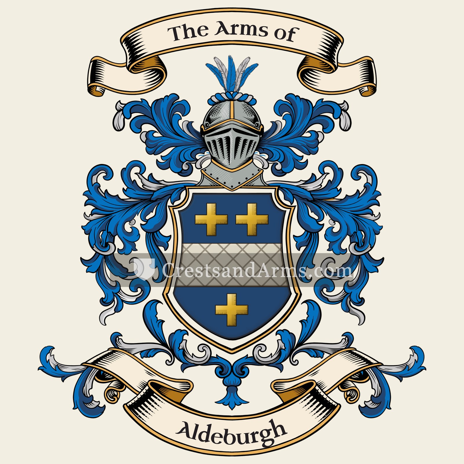 The Aldeburgh coat of arms, drawn from the recorded blazon
