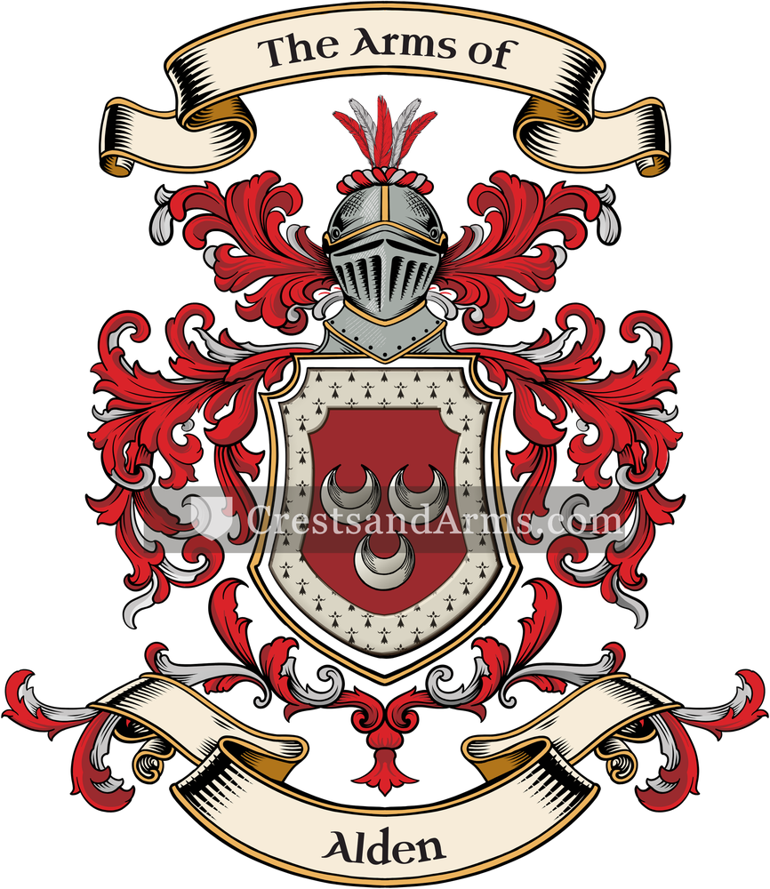 The Alden coat of arms, drawn from the recorded blazon