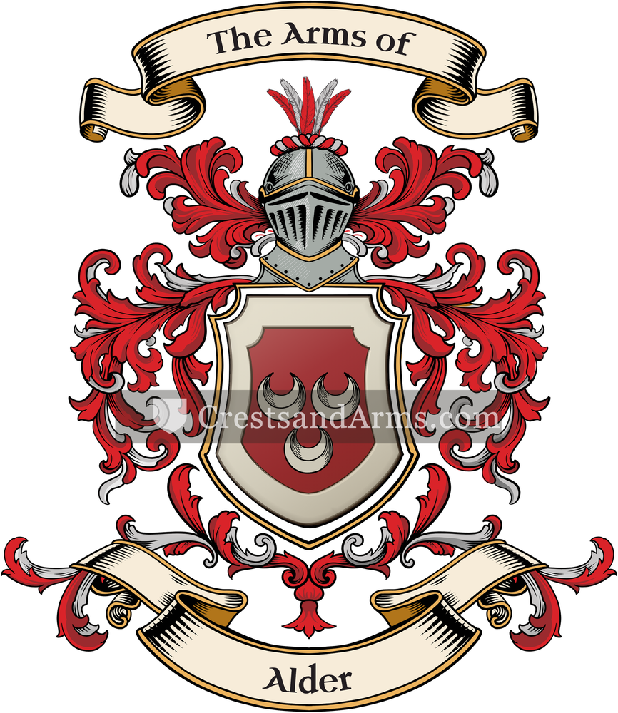 The Alder coat of arms, drawn from the recorded blazon
