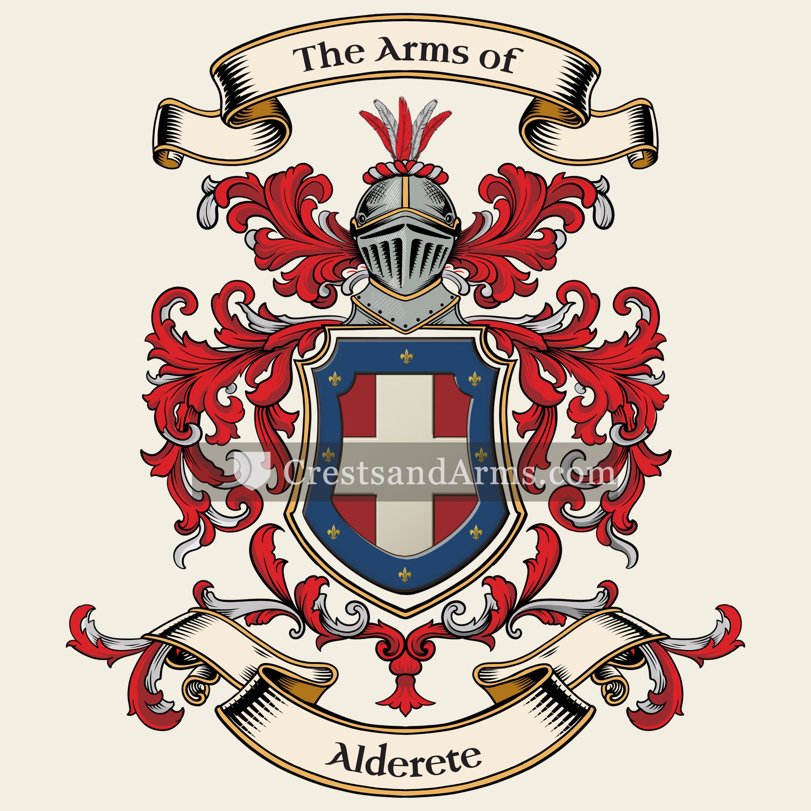 The Alderete coat of arms, drawn from the recorded blazon