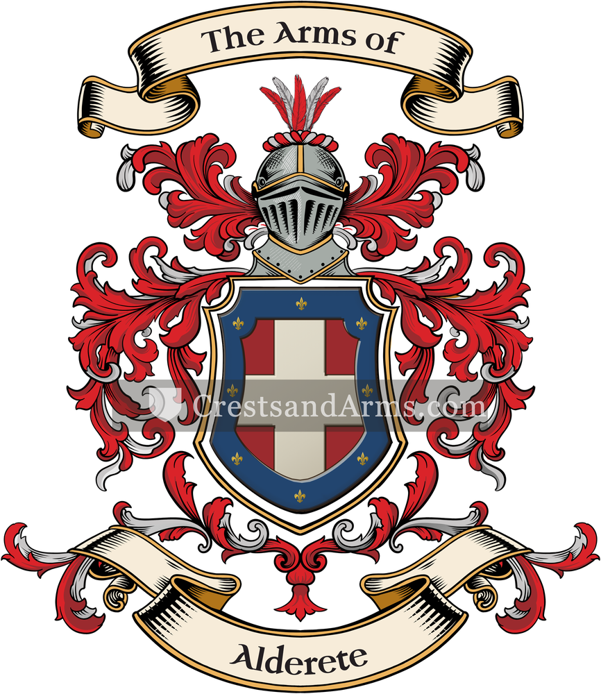 The Alderete coat of arms, drawn from the recorded blazon