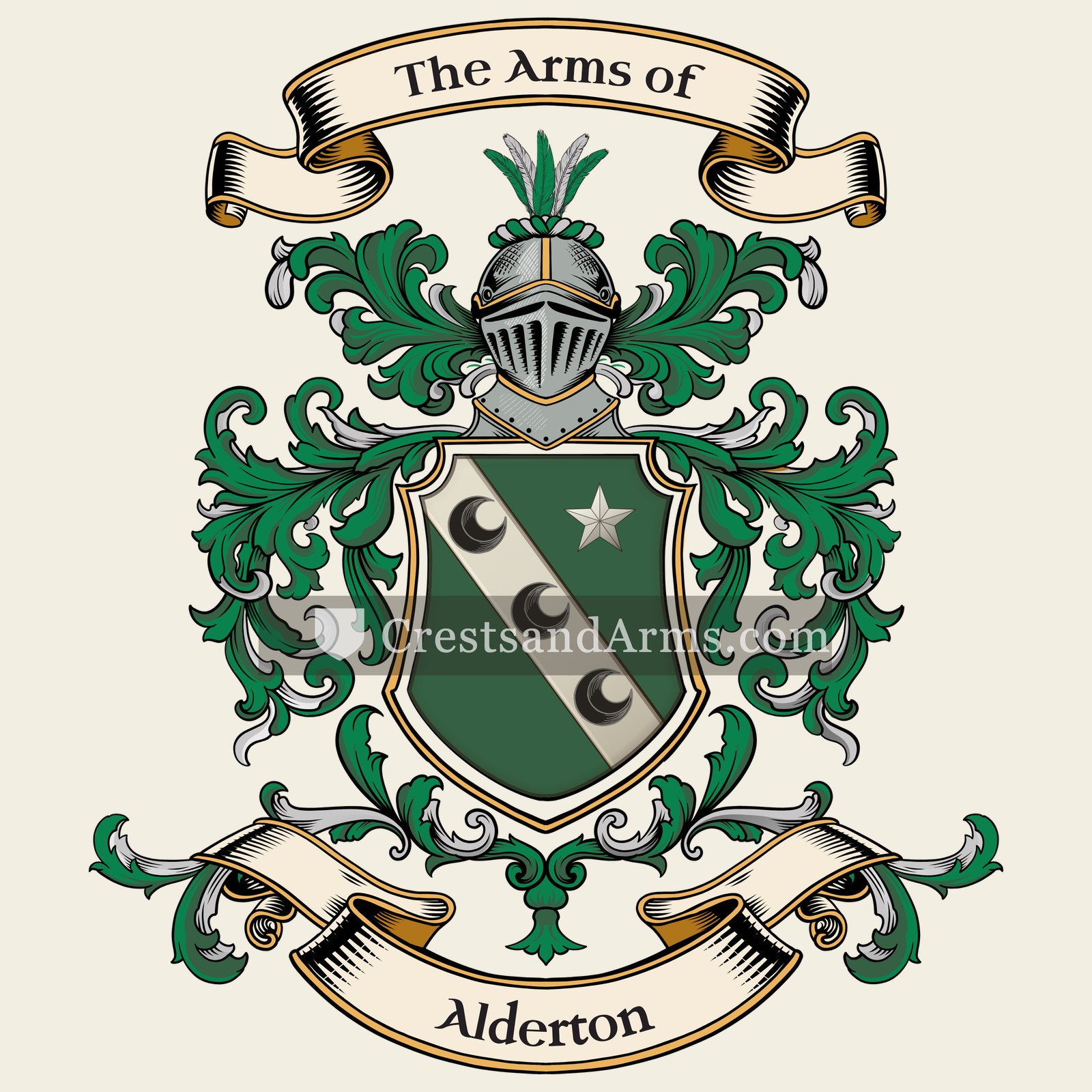 The Alderton coat of arms, drawn from the recorded blazon
