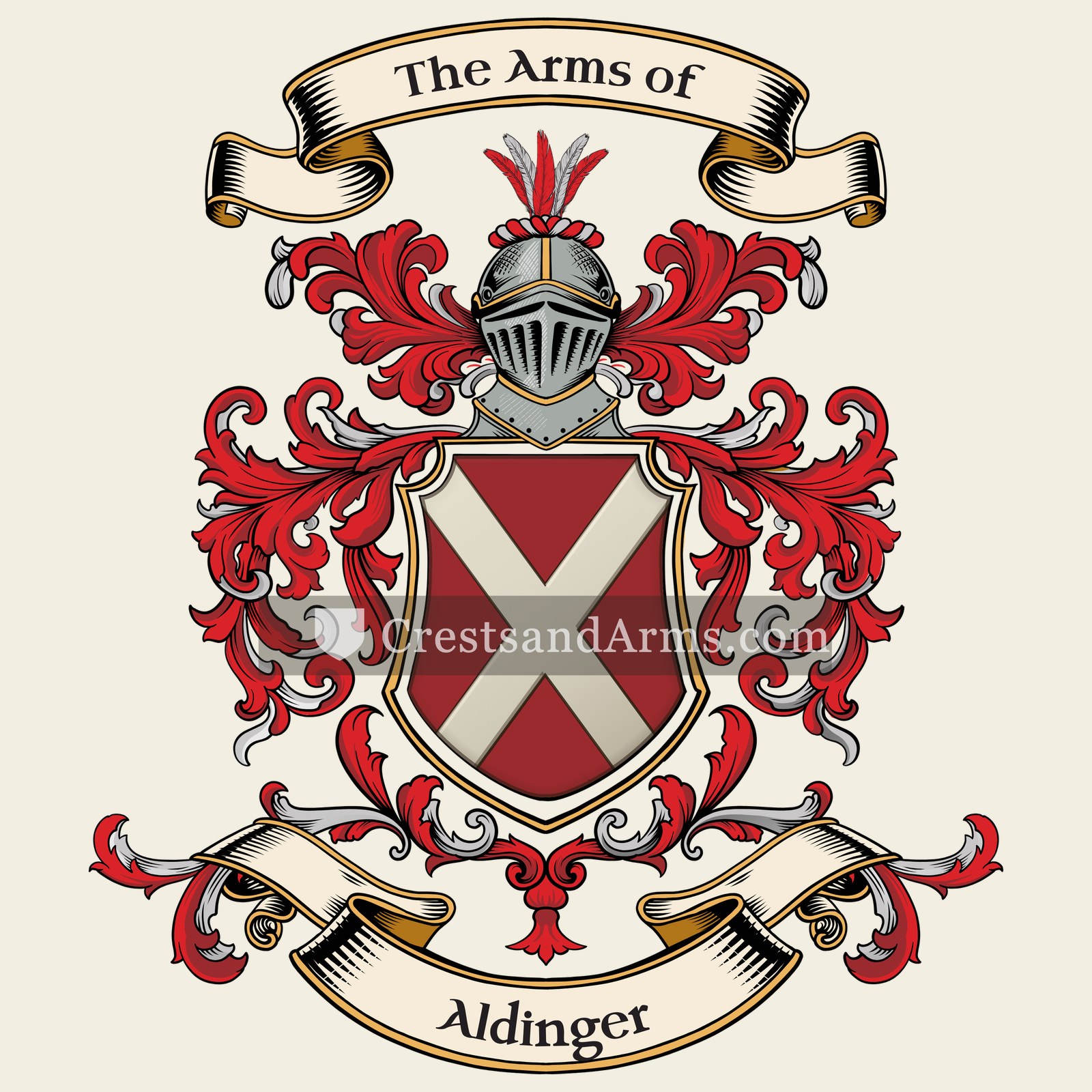 The Aldinger coat of arms, drawn from the recorded blazon