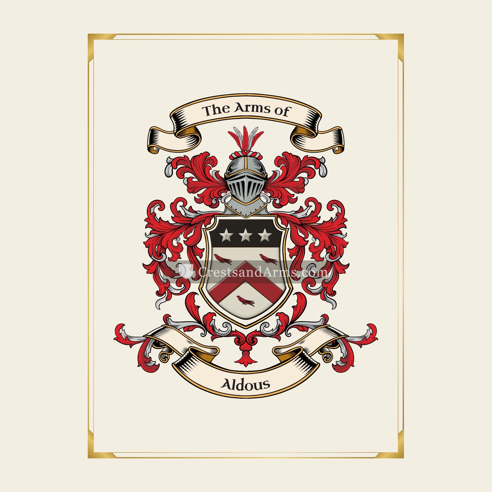 With gold border