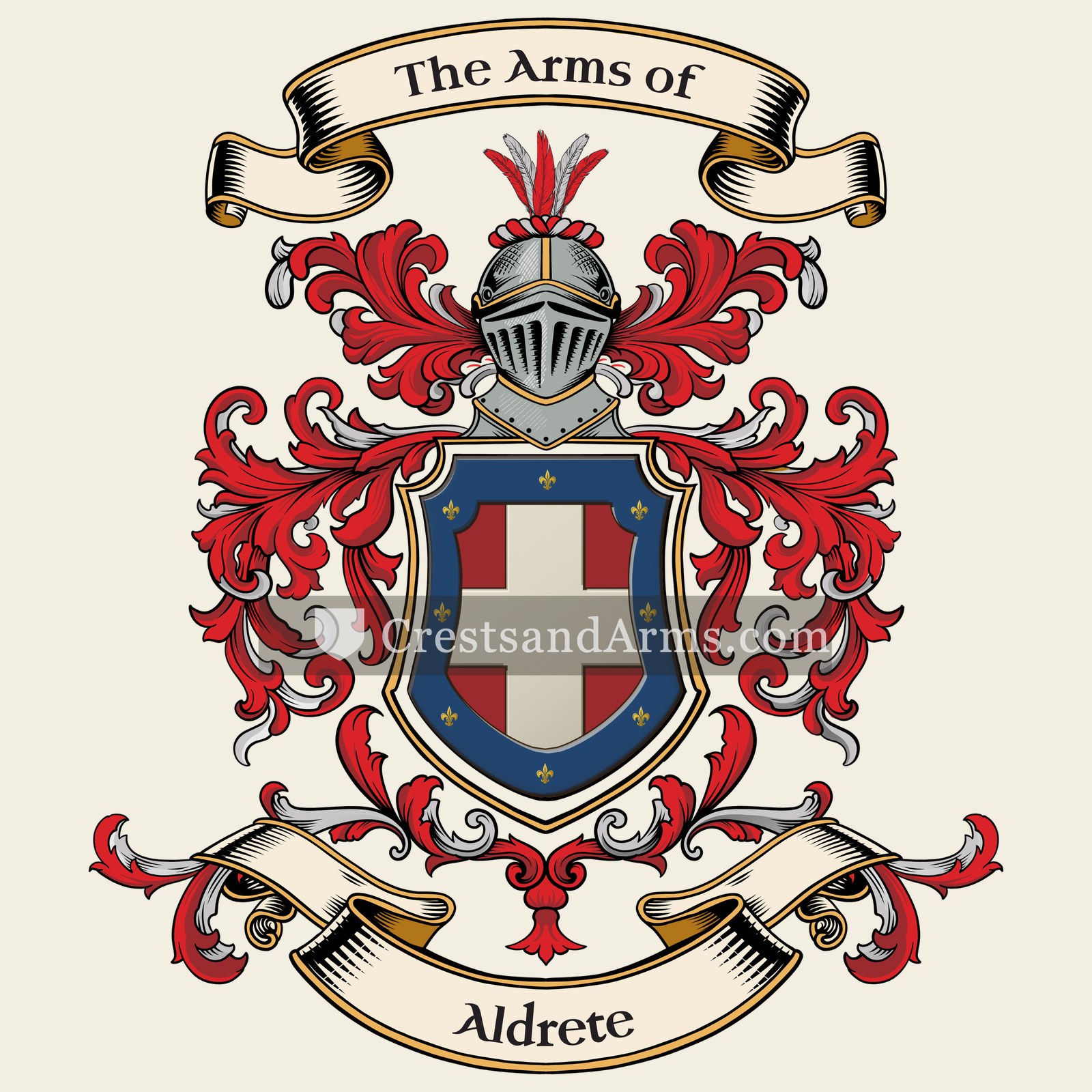 The Aldrete coat of arms, drawn from the recorded blazon