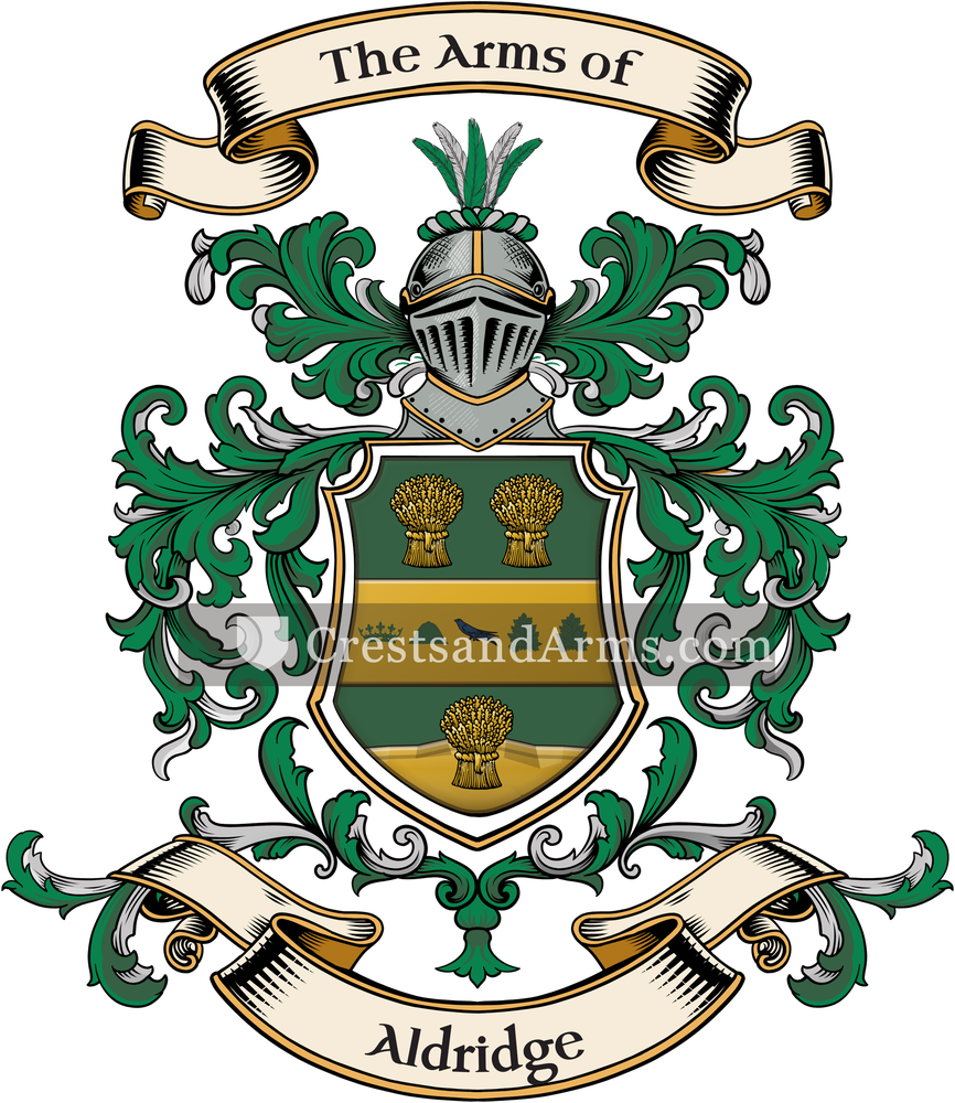 The Aldridge coat of arms, drawn from the recorded blazon