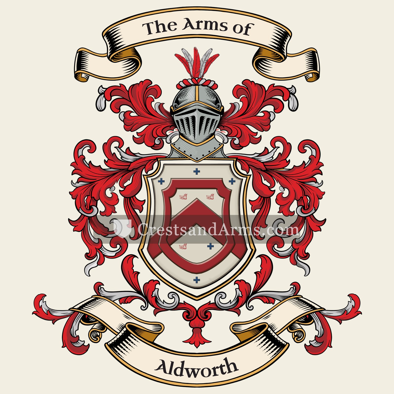 The Aldworth coat of arms, drawn from the recorded blazon