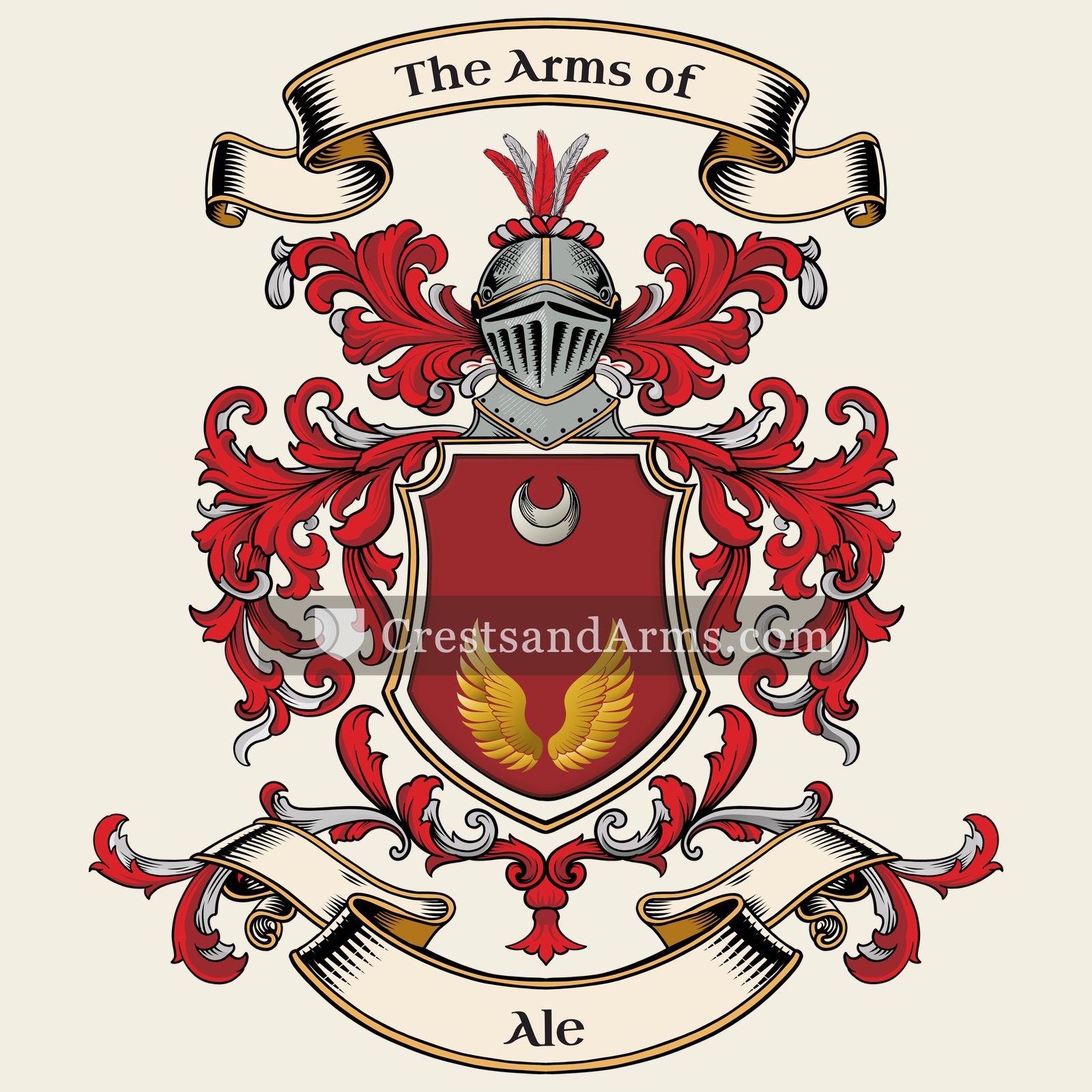 The Ale coat of arms, drawn from the recorded blazon