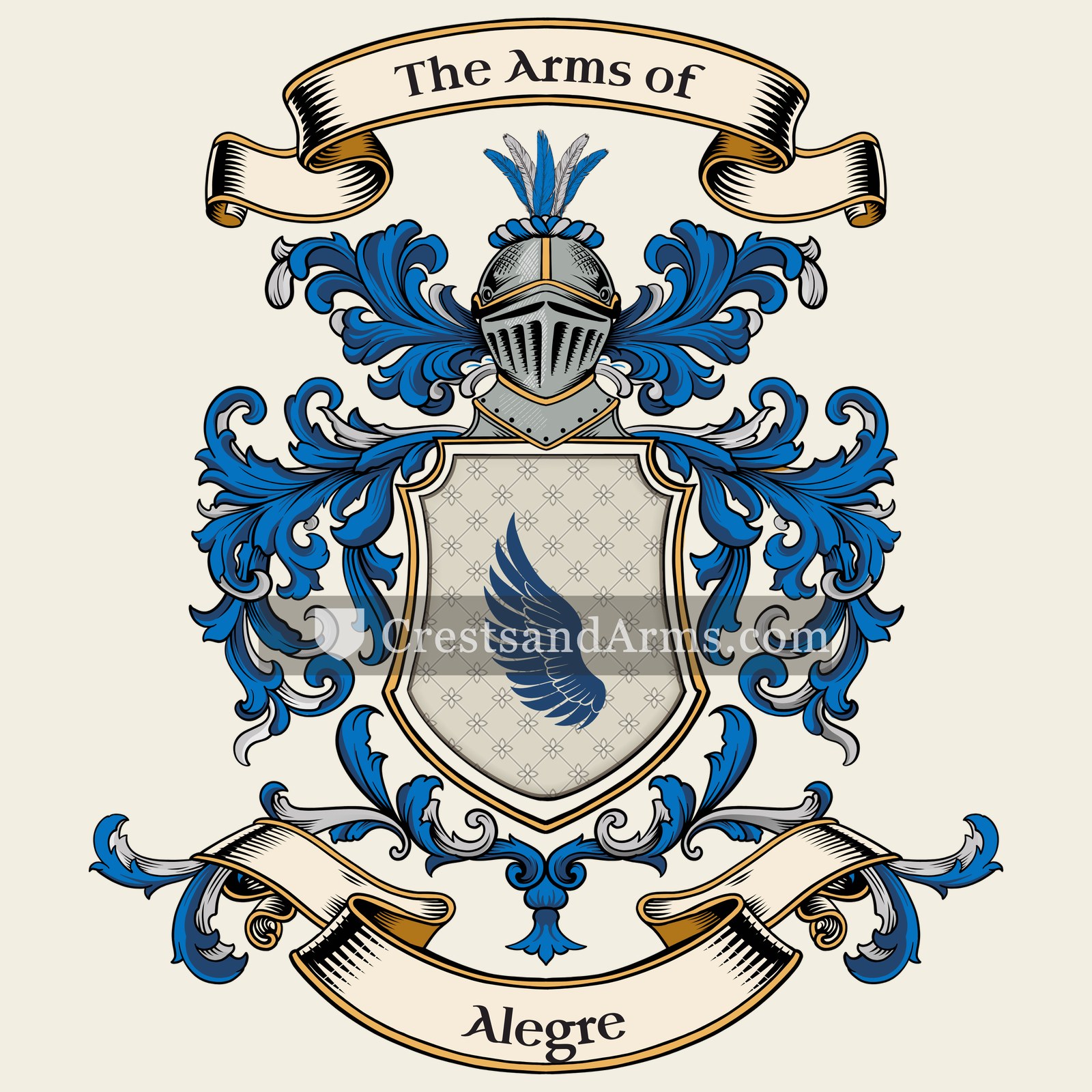 The Alegre coat of arms, drawn from the recorded blazon