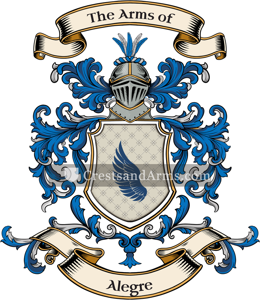 The Alegre coat of arms, drawn from the recorded blazon
