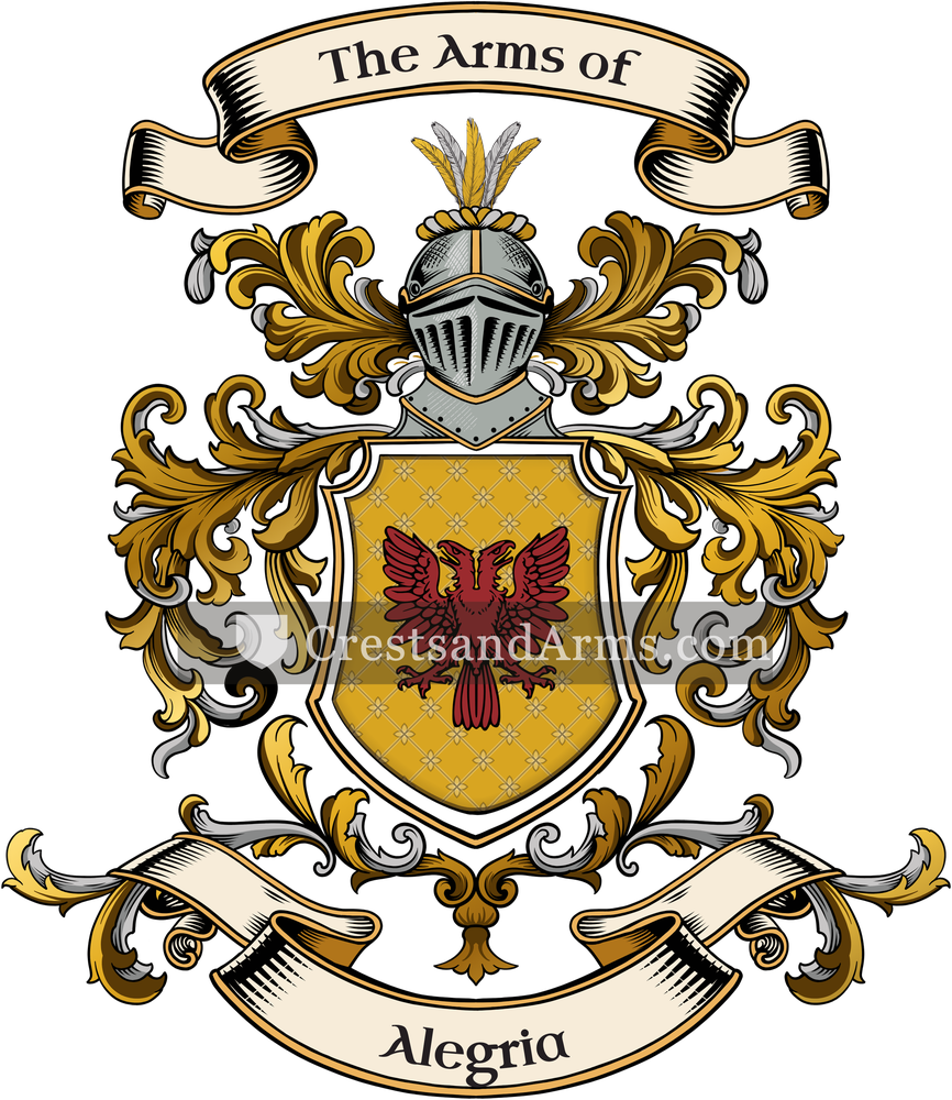 The Alegria coat of arms, drawn from the recorded blazon