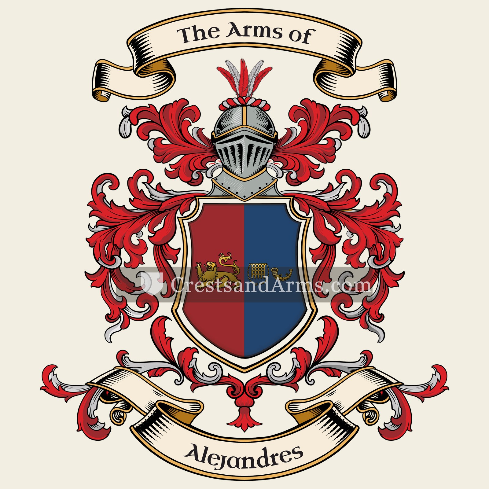 The Alejandres coat of arms, drawn from the recorded blazon