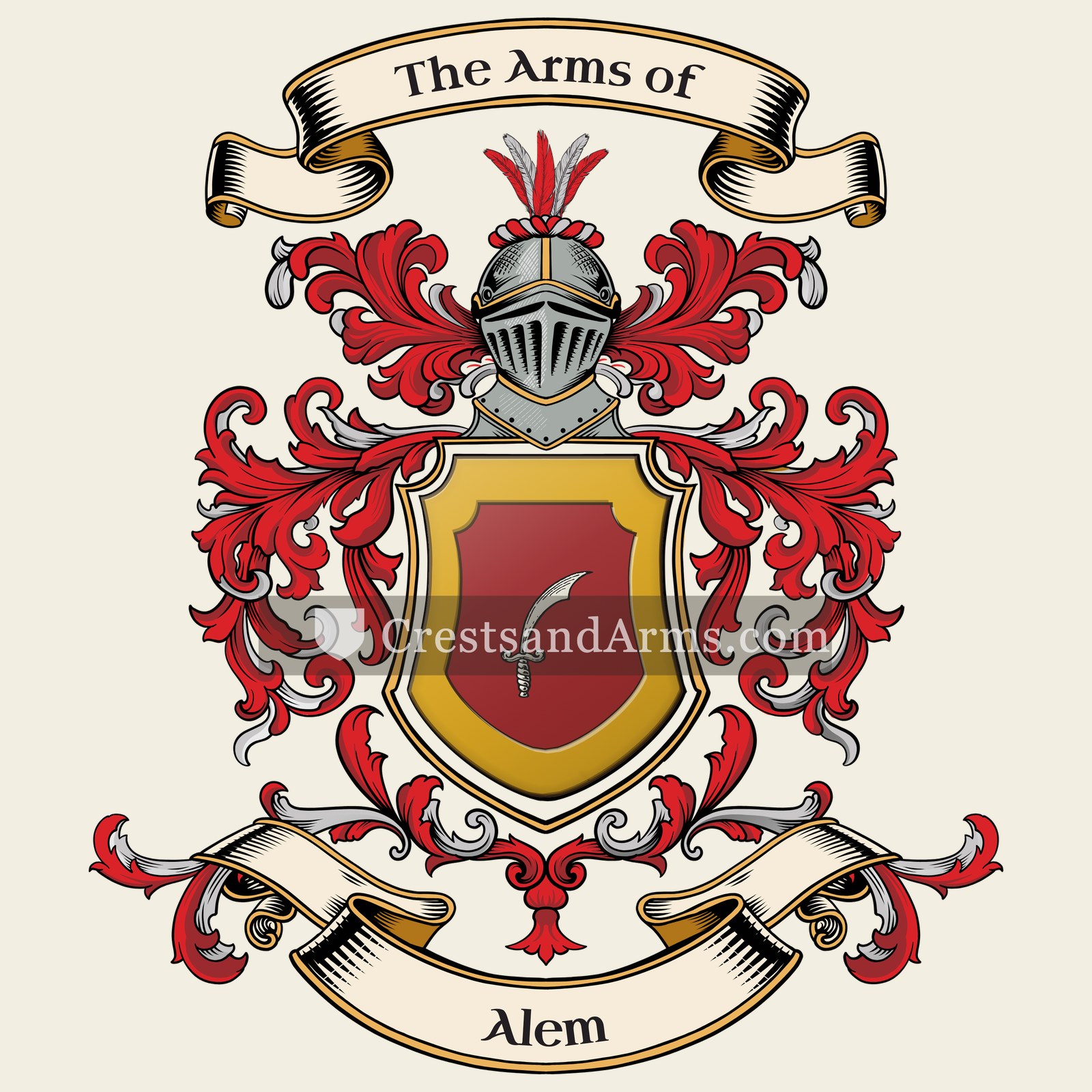 The Alem coat of arms, drawn from the recorded blazon