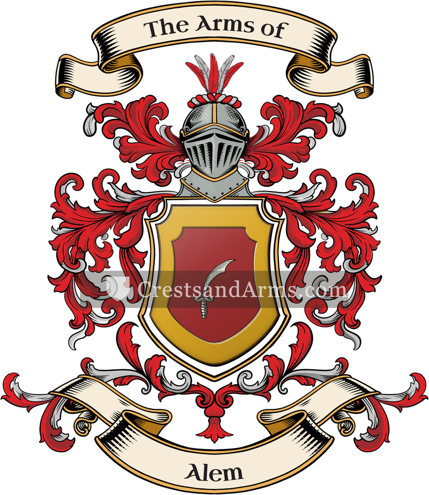 The Alem coat of arms, drawn from the recorded blazon