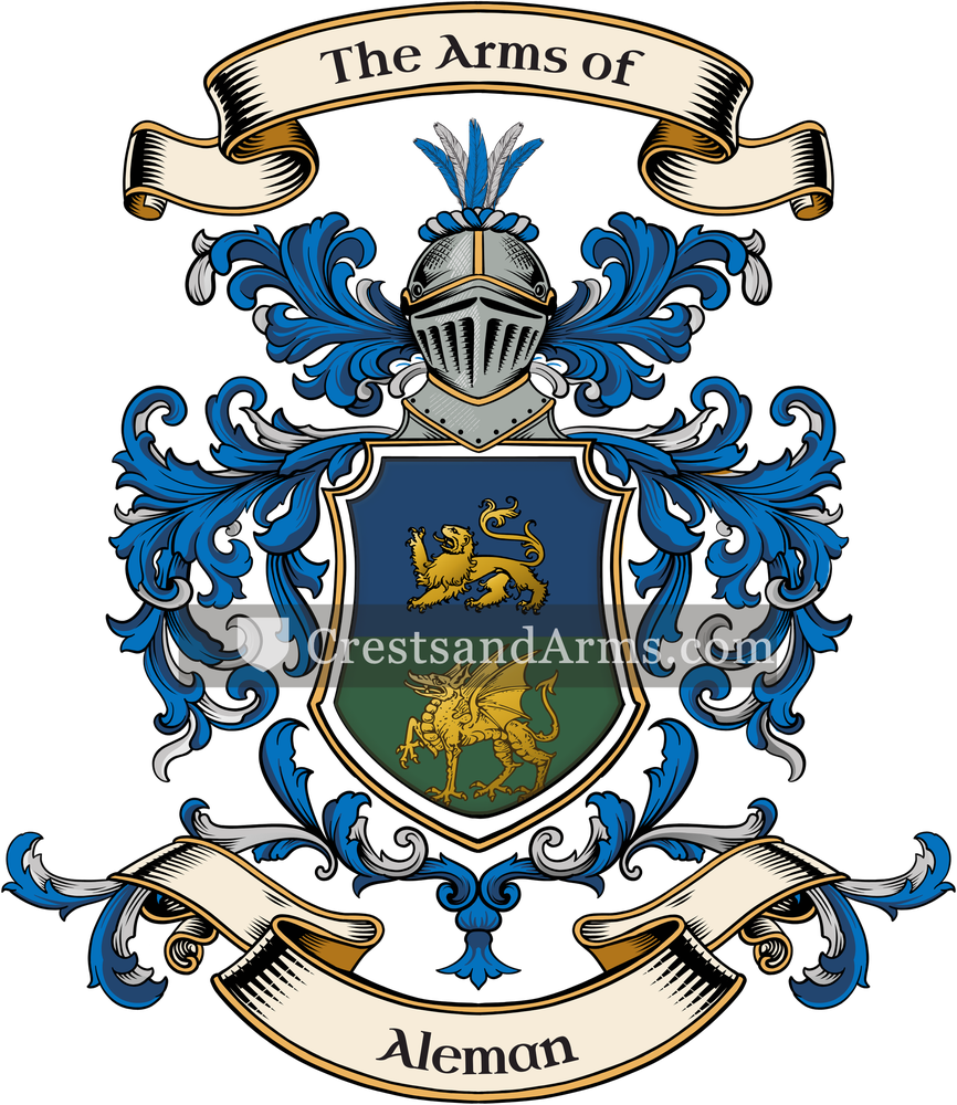 The Aleman coat of arms, drawn from the recorded blazon