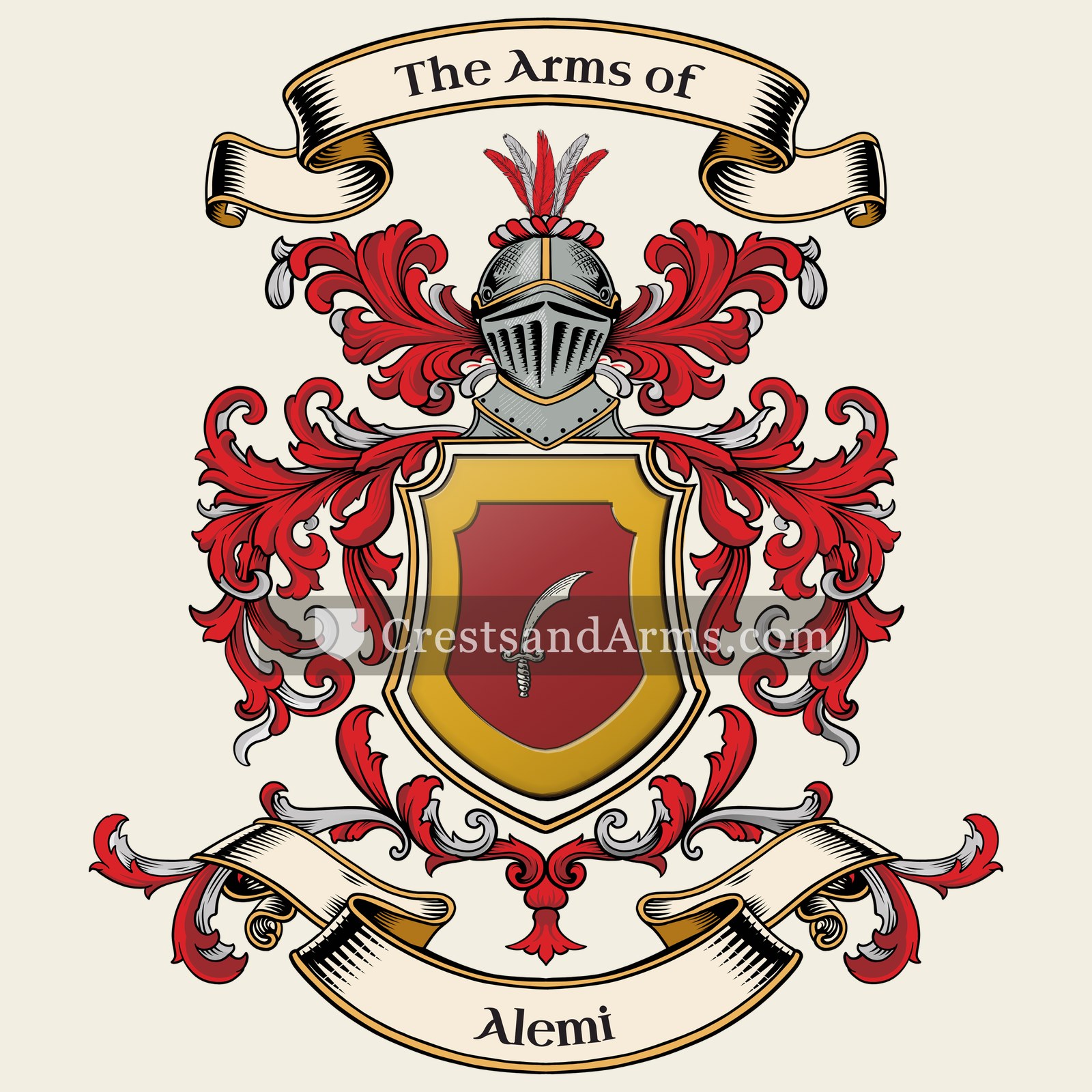 The Alemi coat of arms, drawn from the recorded blazon