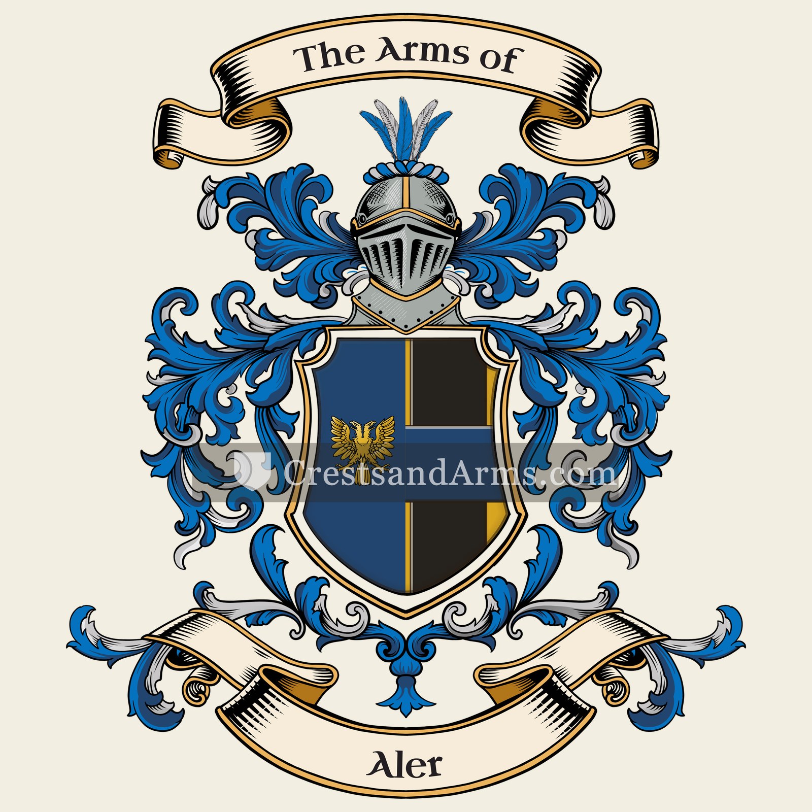 The Aler coat of arms, drawn from the recorded blazon