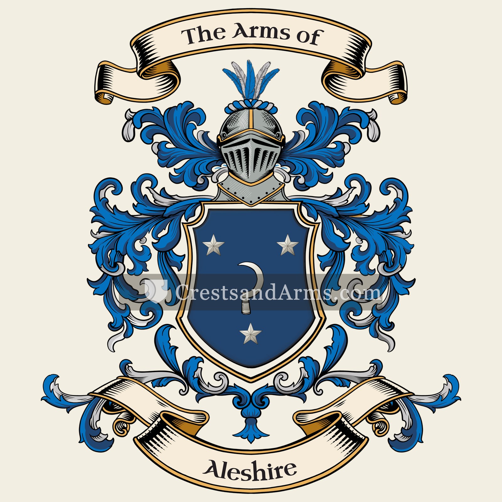 The Aleshire coat of arms, drawn from the recorded blazon