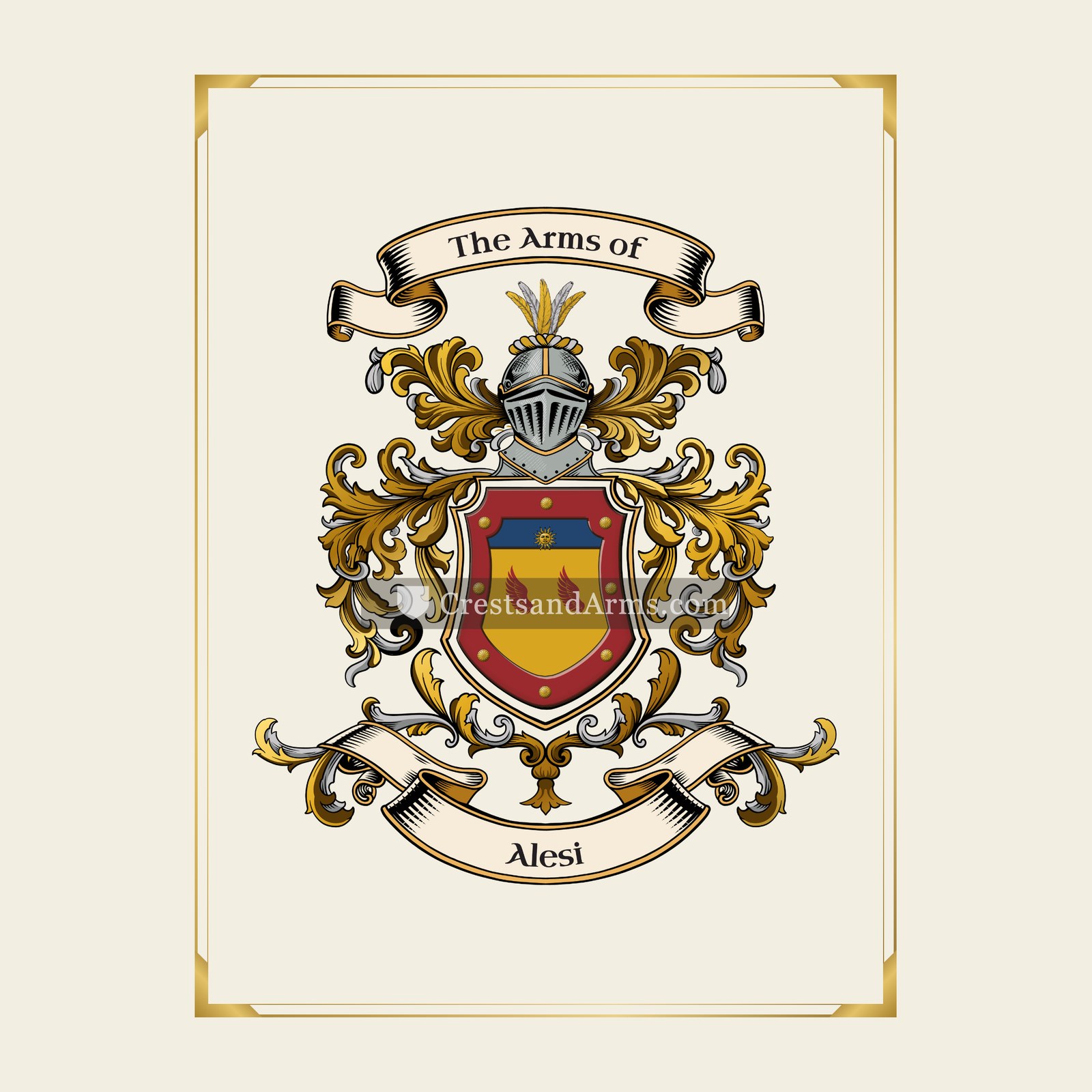 With gold border