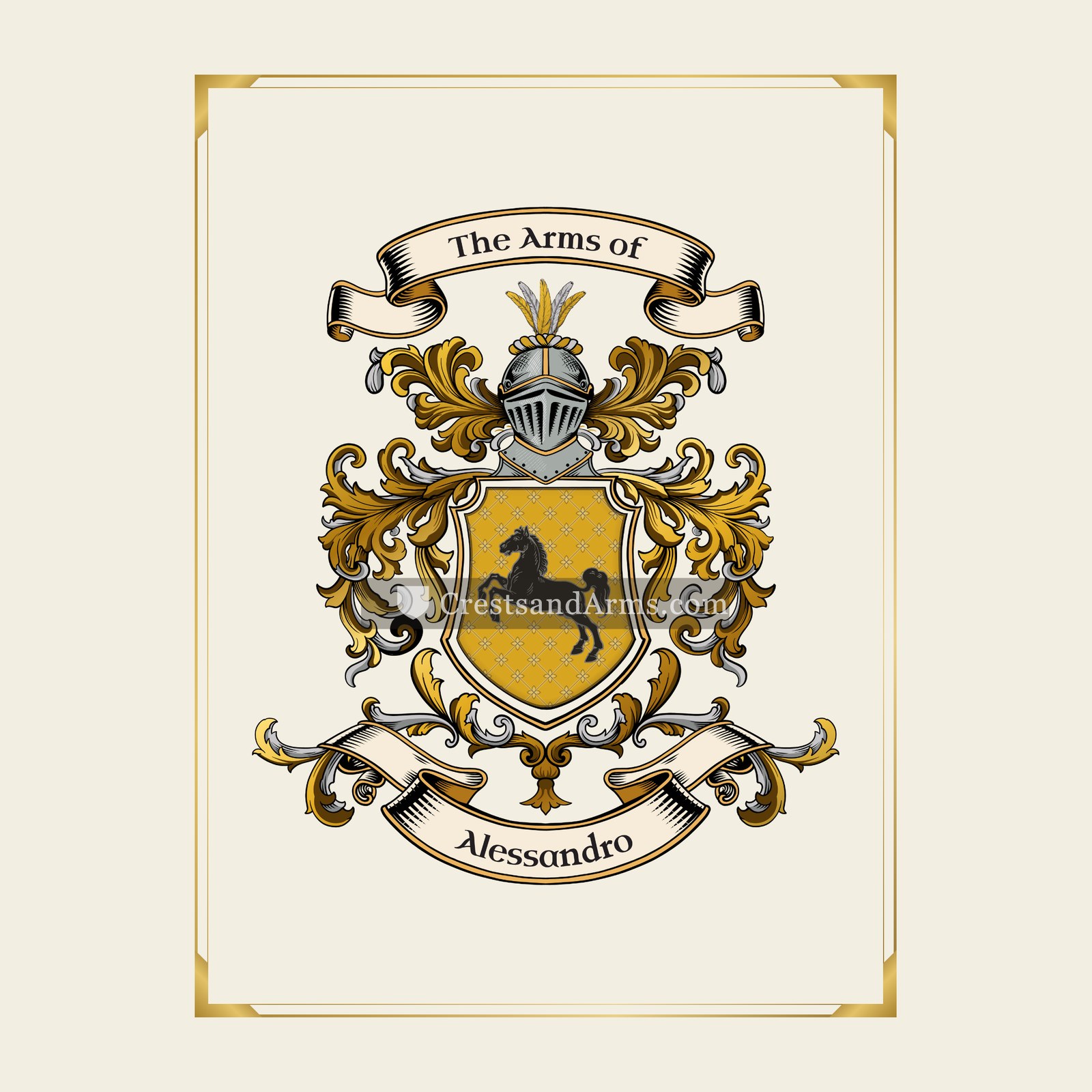 With gold border